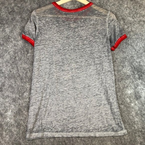 Stranger Things T Shirt L Juniors Womens Burnout Ringer Gray Short Sleeve Crew - Picture 8 of 9